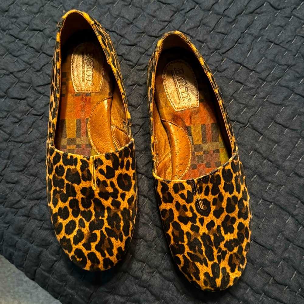 Born slip on slip resistant animal print cushioned ballet shoe